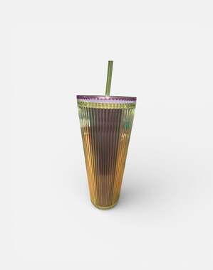 Starbucks 2025 Neon Lime Green and Lilac Purple Pleated Venti Tumbler 24oz